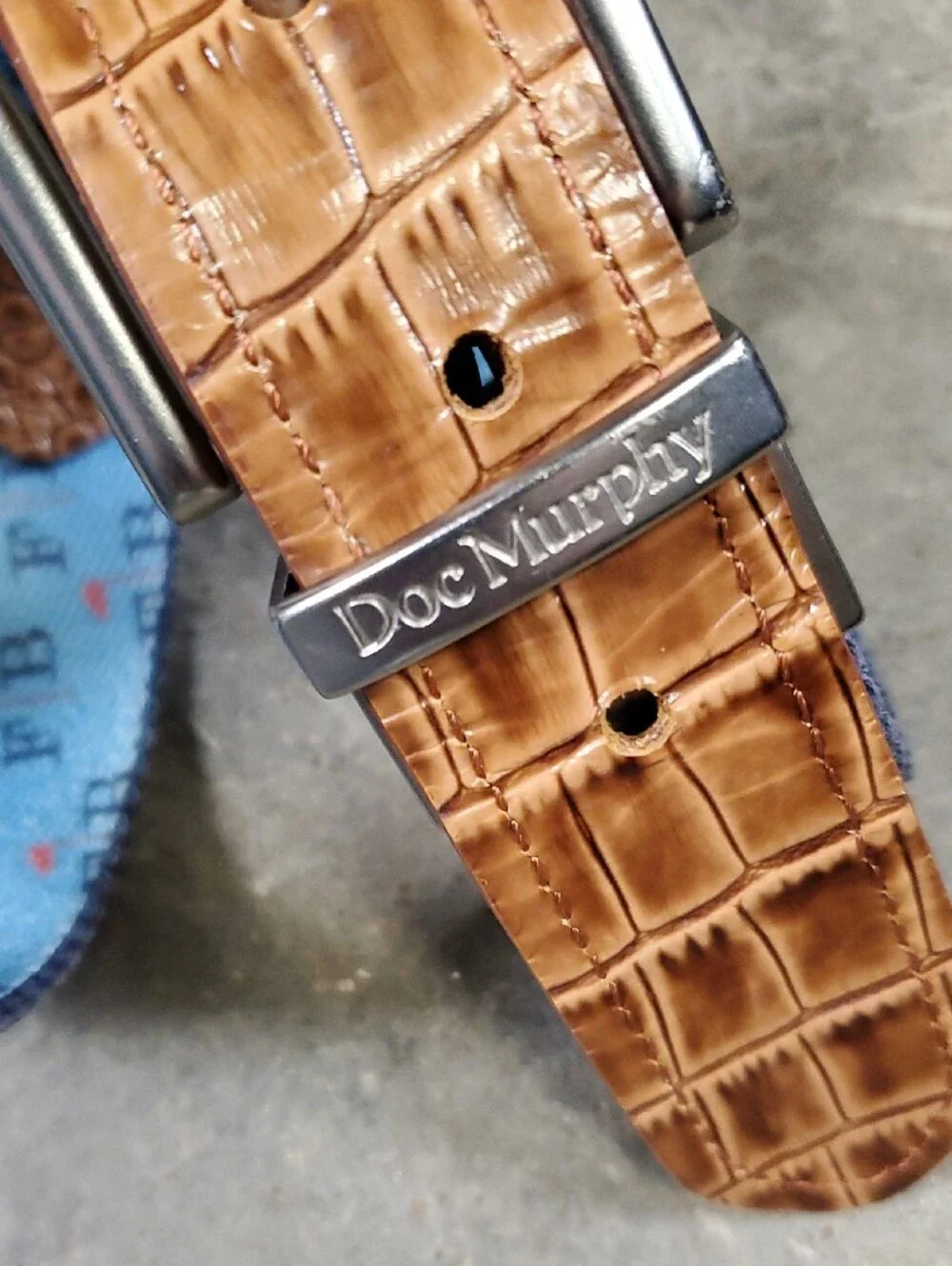 Doc Murphy Fernandina Beach Reversible Brown Croc-Embossed Leather Strap Size 33